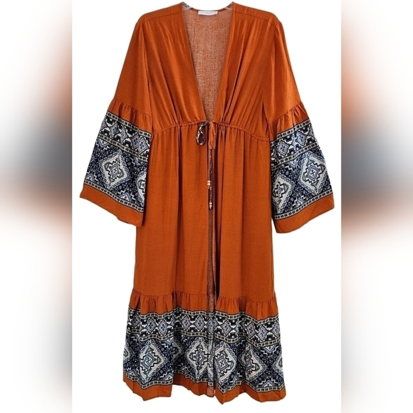 CES FEMME FULL LENGTH KIMONO SZ L RUST - Picture 2 of 8